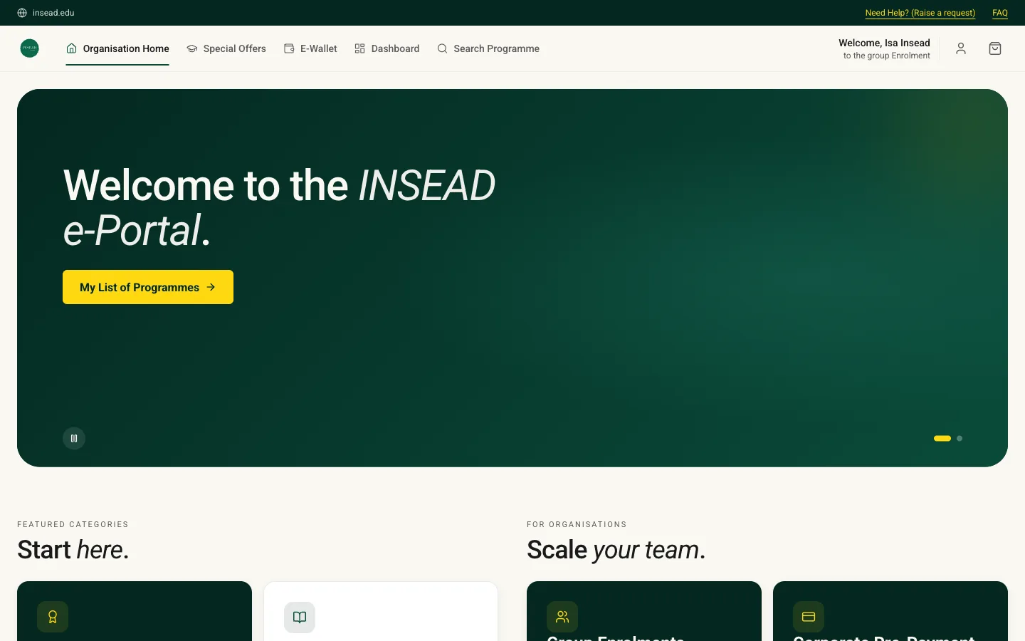 ePortal (INSEAD) — Accueil B2B