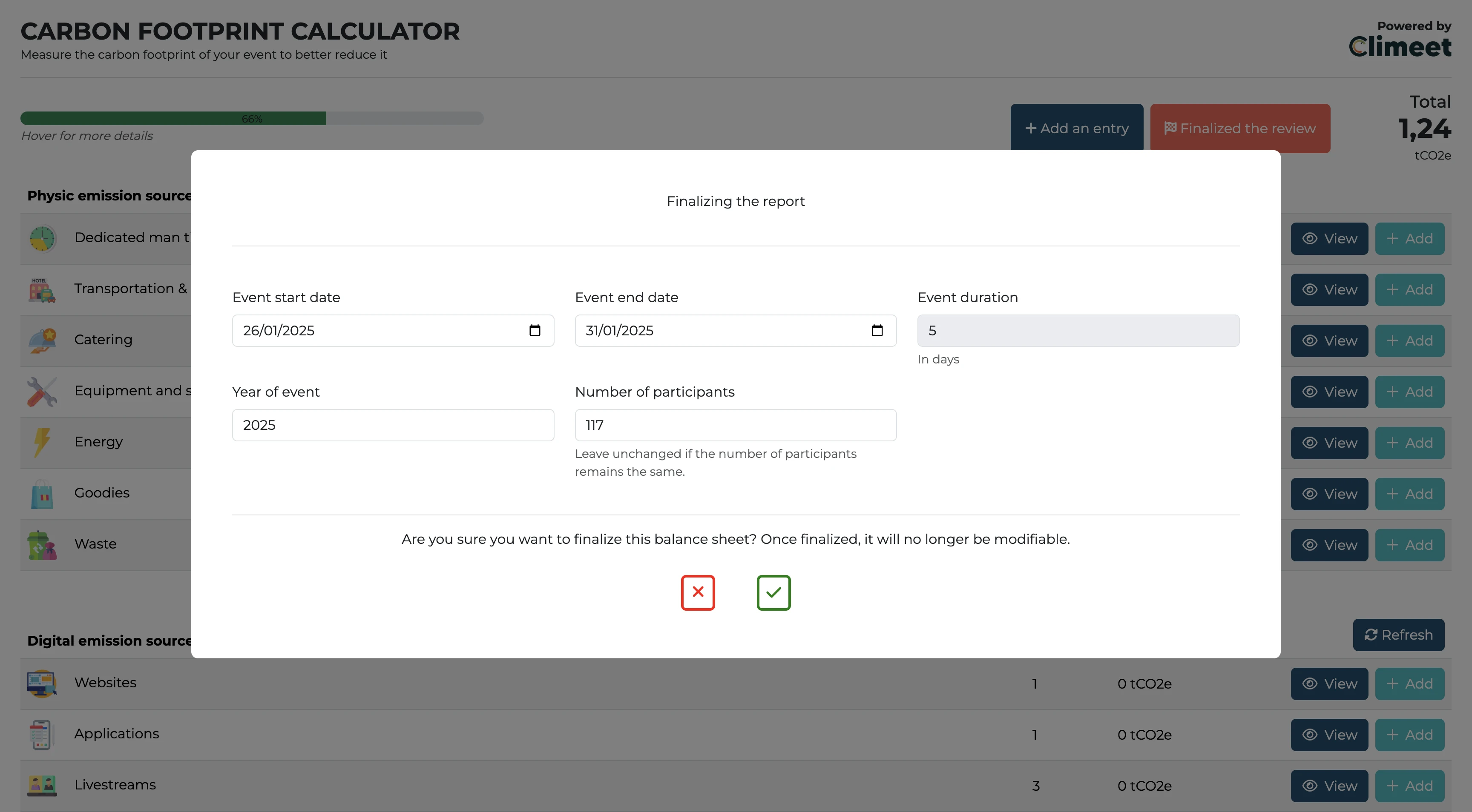 Footprint Calculator — Résultats