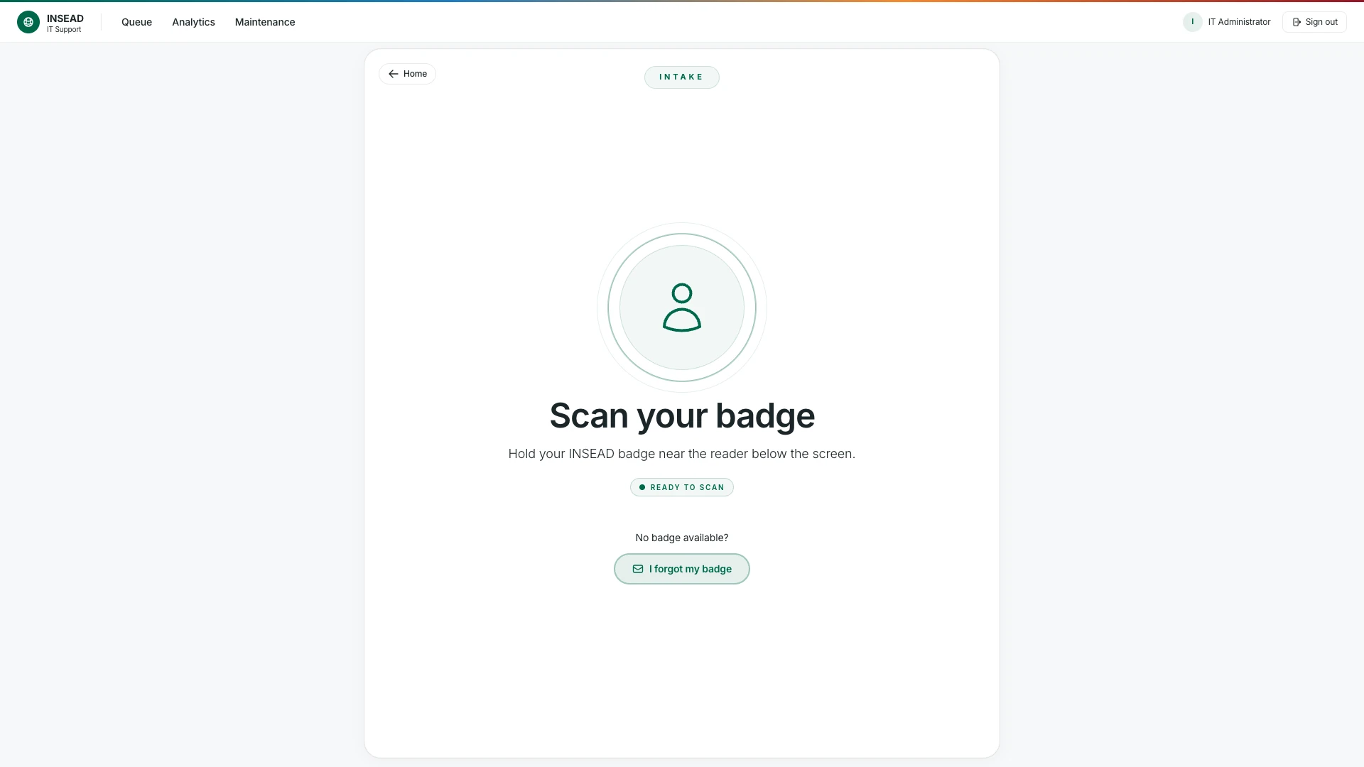 Intake (INSEAD) — Check-in étudiant